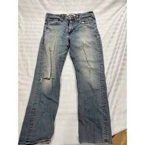 Big Star Union Regular Straight Leg Mens Jeans 34R Medium Wash Distressed Blue